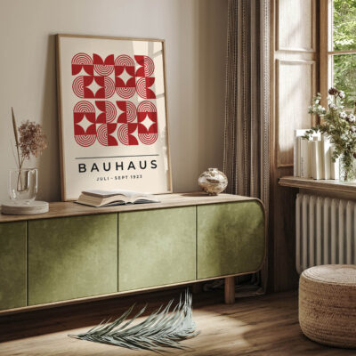 Bauhaus Poster Art Line Harmony Red – Minimalist Art Print