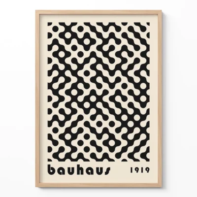 Bauhaus Black and White Poster – Minimalist Retro Print