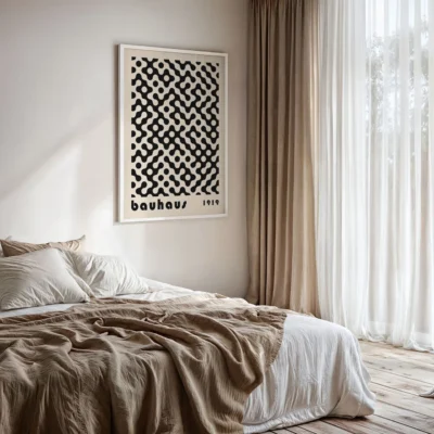 Bauhaus Black and White Poster – Minimalist Retro Print