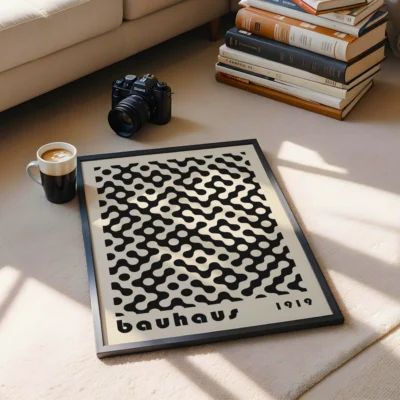 Bauhaus Black and White Poster – Minimalist Retro Print