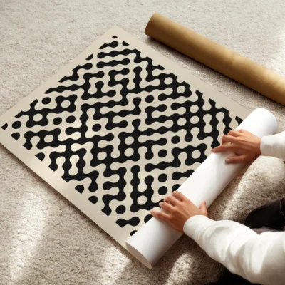 Bauhaus Black and White Poster – Minimalist Retro Print