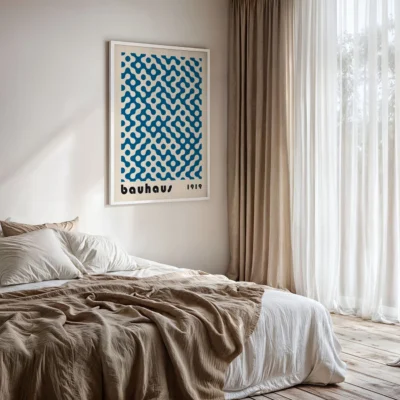 Bauhaus Art Poster Dot Flow Blue – Abstract Wall Art