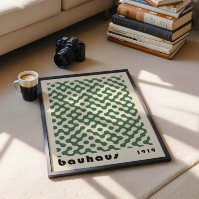 Bauhaus Art Poster Dot Flow Green – Minimalist Retro Print