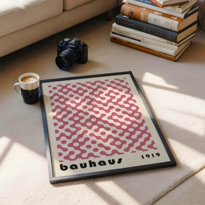 Bauhaus Art Poster Dot Flow Pink – Modern Art Print