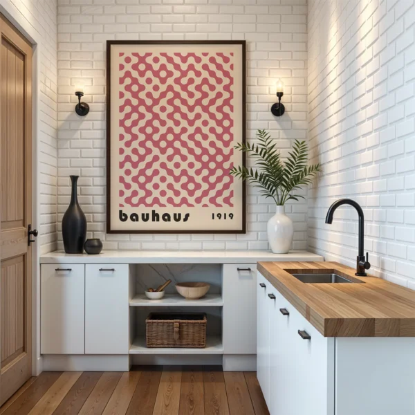 Bauhaus Art Poster Dot Flow Pink – Modern Art Print