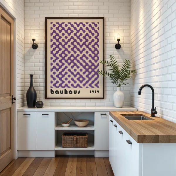 Bauhaus Art Poster Dot Flow Purple – Retro Art Print