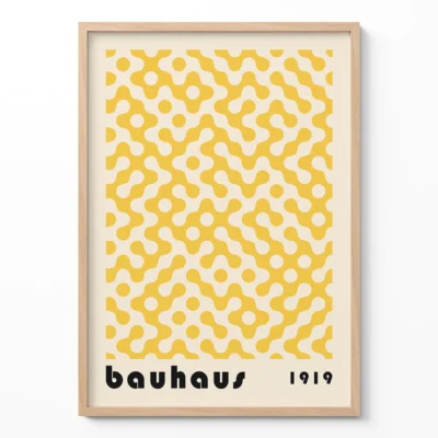 Bauhaus Art Poster Dot Flow Yellow – Geometric Wall Art