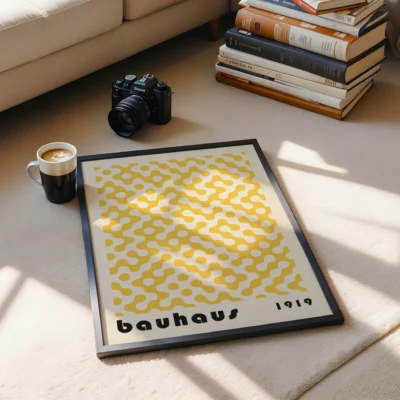 Bauhaus Art Poster Dot Flow Yellow – Geometric Wall Art