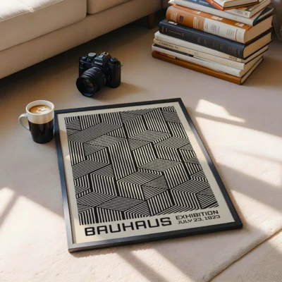 Bauhaus Black Pattern Poster – Geometric Wall Art