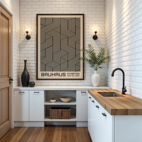 Bauhaus Black Pattern Poster – Geometric Wall Art