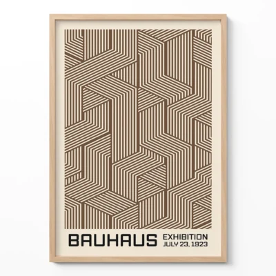 Bauhaus Print Line Maze Brown – Retro Art Poster