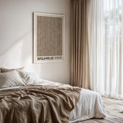 Bauhaus Wandbild – Linienspiel Braun