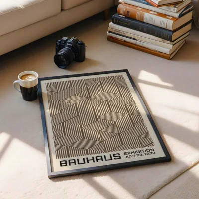 Bauhaus Print Line Maze Brown – Retro Art Poster