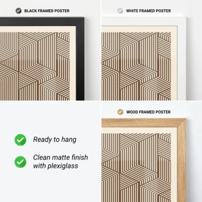 Bauhaus Print Line Maze Brown – Retro Art Poster