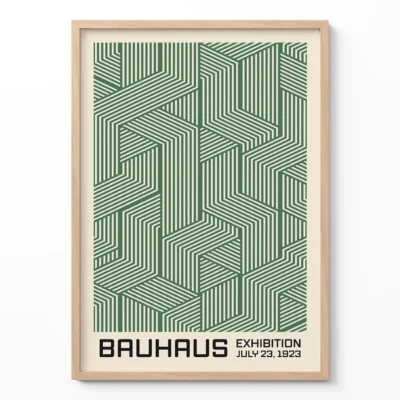 Bauhaus Print Line Maze Green – Minimalist Retro Poster