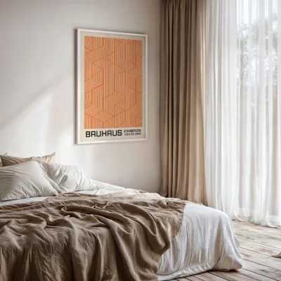 Bauhaus Print Line Maze Orange – Modern Wall Art