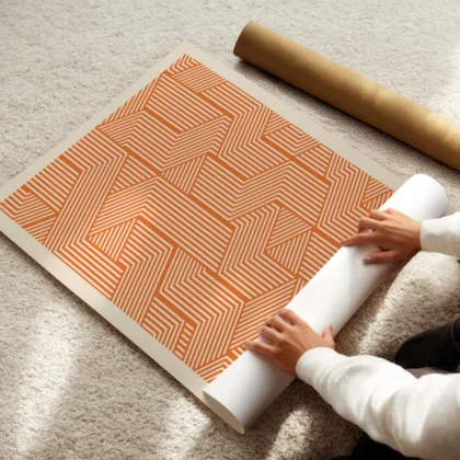 Bauhaus Art Print – Orange Cube Lines