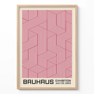 Bauhaus Print Line Maze Pink – Modern Art Poster