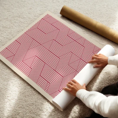 Bauhaus Print Line Maze Pink – Modern Art Poster