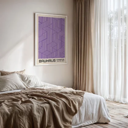 Bauhaus Wandbild – Linienspiel Violett