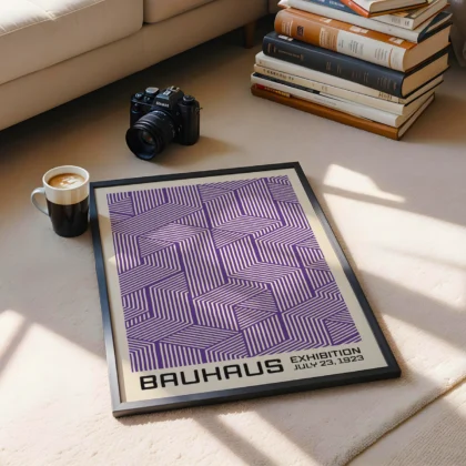 Bauhaus Wandbild – Linienspiel Violett