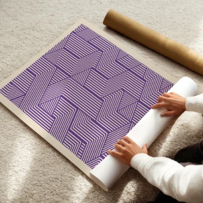 Bauhaus Print Line Maze Purple – Geometric Wall Art