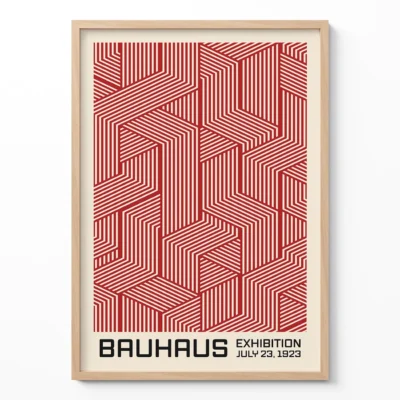 Bauhaus Print Line Maze Red – Mid Century Wall Art