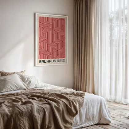 Bauhaus Wandbild – Linienspiel Rot