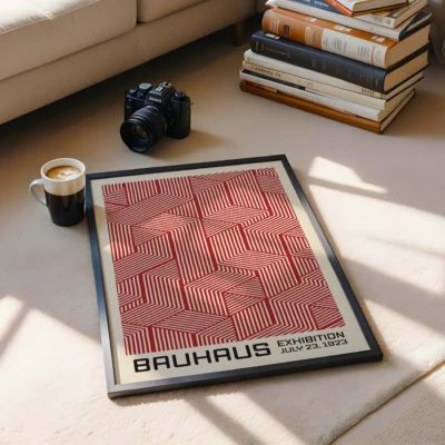 Bauhaus Print Line Maze Red – Mid Century Wall Art