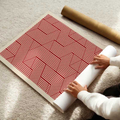 Bauhaus Print Line Maze Red – Mid Century Wall Art