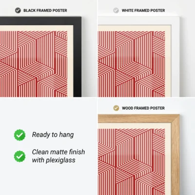 Bauhaus Print Line Maze Red – Mid Century Wall Art