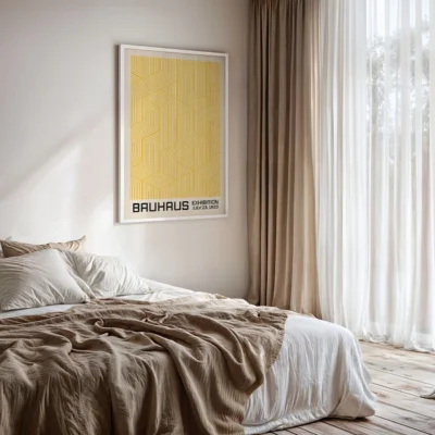 Bauhaus Print Line Maze Yellow – Minimalist Wall Art