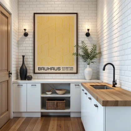 Bauhaus Wandbild – Linienspiel Gelb