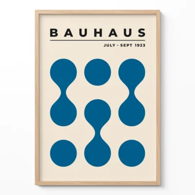 Bauhaus 1923 Poster Circle Drops Blue – Retro Art Print