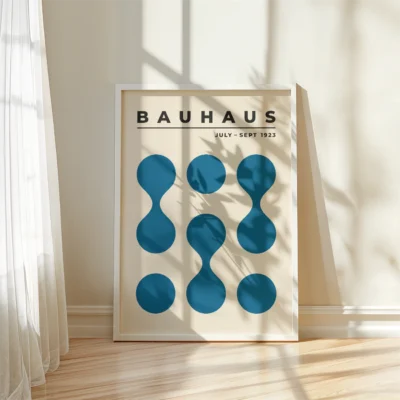 Bauhaus 1923 Poster Circle Drops Blue – Retro Art Print