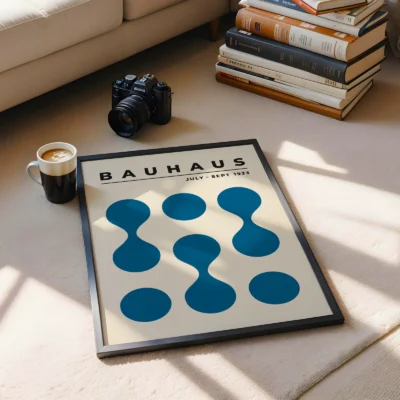Bauhaus 1923 Poster Circle Drops Blue – Retro Art Print