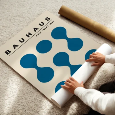 Bauhaus 1923 Poster Circle Drops Blue – Retro Art Print