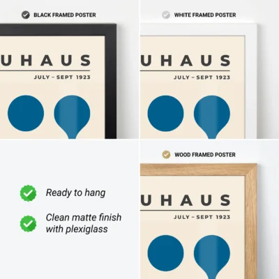 Bauhaus 1923 Poster Circle Drops Blue – Retro Art Print