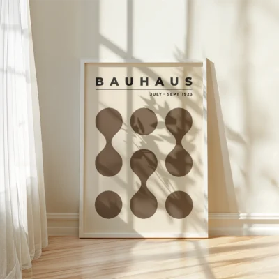 Bauhaus 1923 Poster Circle Drops Brown – Mid Century Wall Art