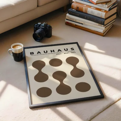 Bauhaus 1923 Poster Circle Drops Brown – Mid Century Wall Art