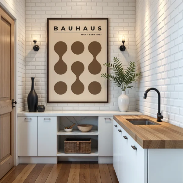 Bauhaus 1923 Poster Circle Drops Brown – Mid Century Wall Art