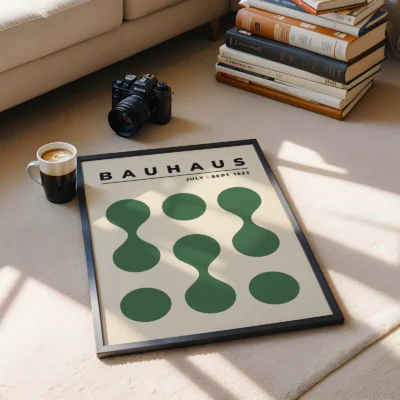Bauhaus 1923 Poster Circle Drops Green – Minimalist Wall Art