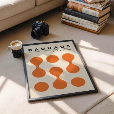 Bauhaus 1923 Poster Circle Drops Orange – Modern Wall Art
