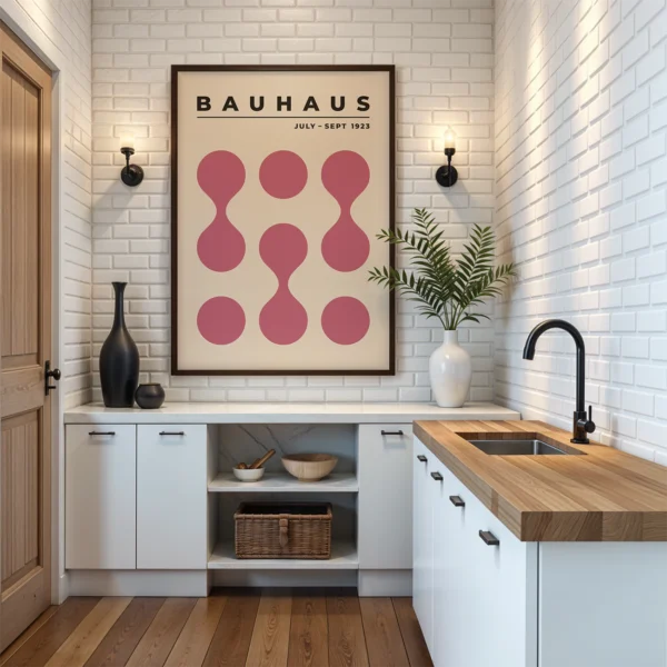 Bauhaus 1923 Poster Circle Drops Pink – Abstract Wall Art