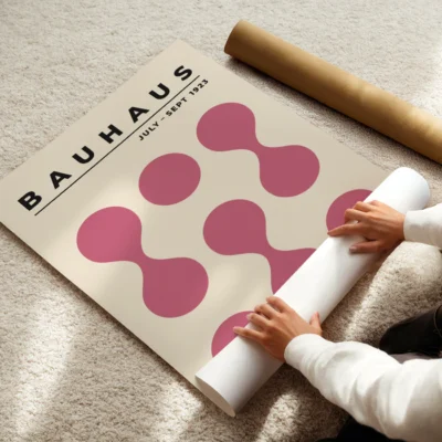 Bauhaus 1923 Poster Circle Drops Pink – Abstract Wall Art