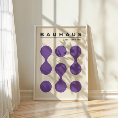 Bauhaus 1923 Poster Circle Drops Purple – Minimalist Art Print