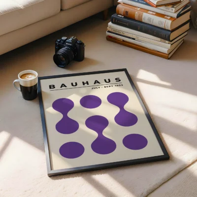 Bauhaus 1923 Poster Circle Drops Purple – Minimalist Art Print