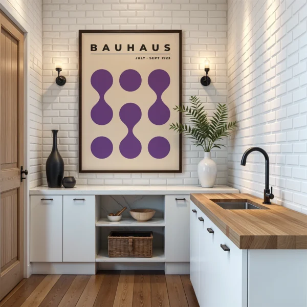 Bauhaus 1923 Poster Circle Drops Purple – Minimalist Art Print