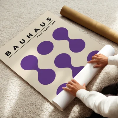 Bauhaus 1923 Poster Circle Drops Purple – Minimalist Art Print