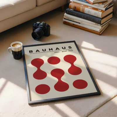 Bauhaus Exhibition Poster 1923 Circle Drops Red